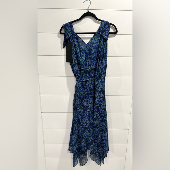NWT The Kooples blue floral silk wrap dress - Picture 7 of 7